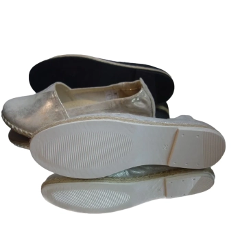 BnW Mokasyny damskie srebrne skóra naturalna